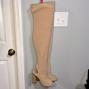 Pazzle thigh high tan boots, size 7 1/2, NWOT.